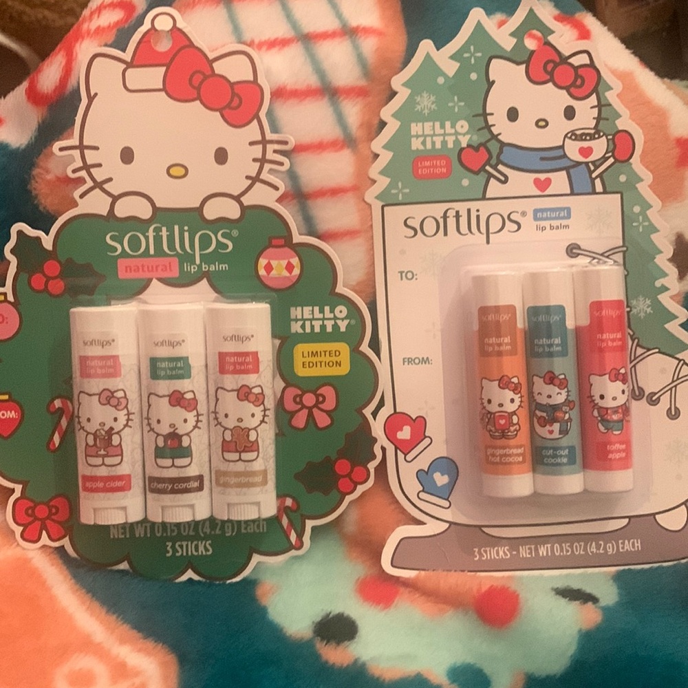 NWT Hello Kitty set of Holiday Limited Edition Softlips natural lip balms